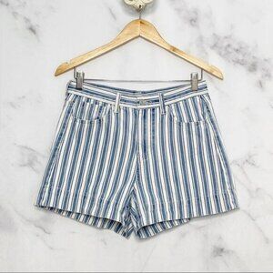 American Eagle Outfitters Mom Shorts Blue White Striped High Rise Preppy Size 4